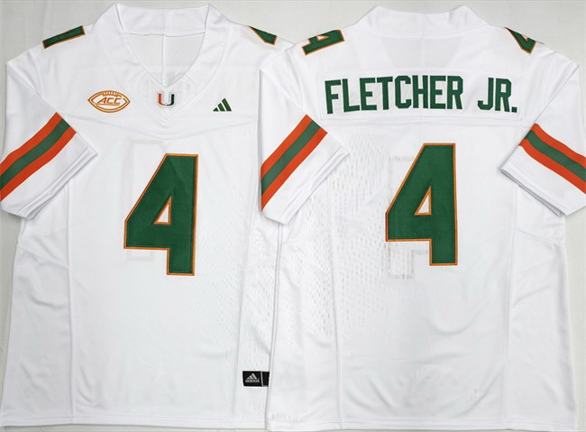 Personalized Men’s Miami Hurricanes #4 Mark Fletcher Jr. White F.U.S.E. 2026 Stitched Football Jersey