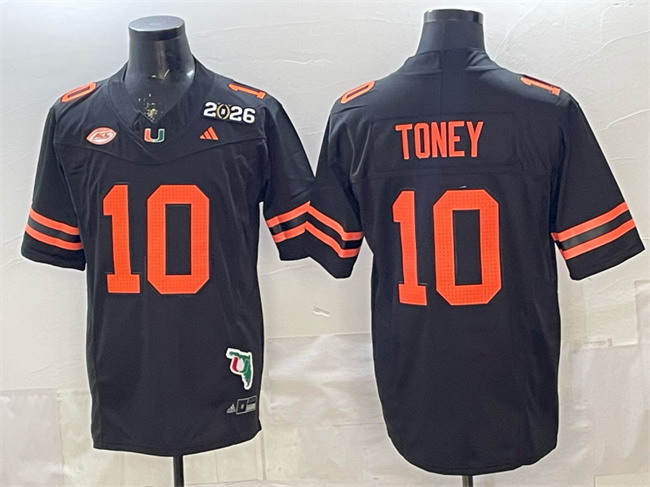 Personalized Men’s Miami Hurricanes #10 Malachi Toney Black F.U.S.E. 2026 & Florida Patch Stitched Football Jersey