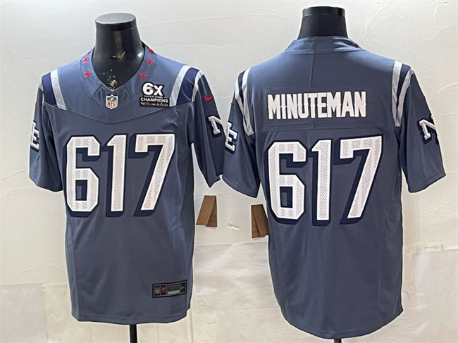 Personalized Men’s New England Patriots #617 Minuteman 2025 F.U.S.E. With 6x Super Bowl Champions Patch Rivalries Limited Stitched Football Jersey