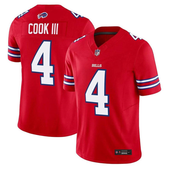 Personalized Men’s Buffalo Bills #4 James Cook III Red 2025 F.U.S.E. Untouchable Limited Stitched Jersey