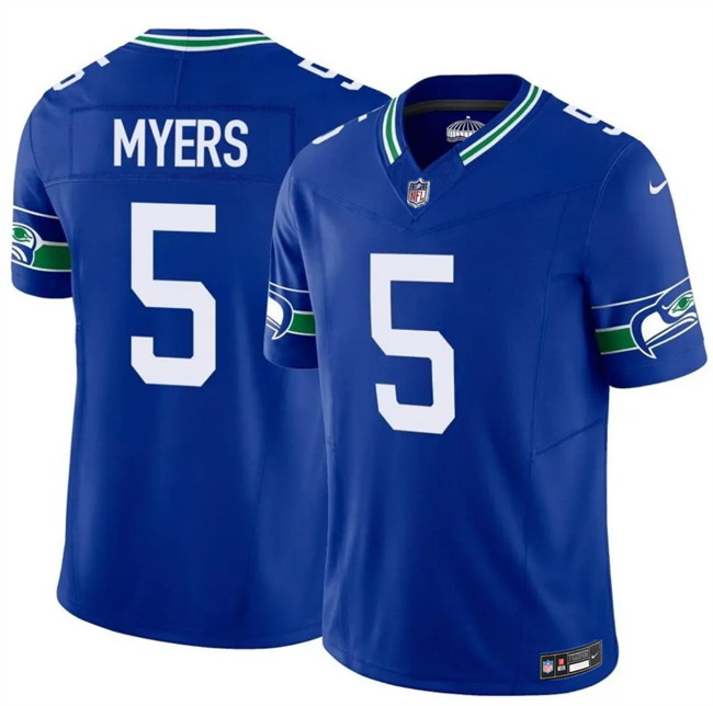 Personalized Men’s Seattle Seahawks #5 Jason Myers Royal 2025 F.U.S.E Throwback Limited Stitched Football Jersey