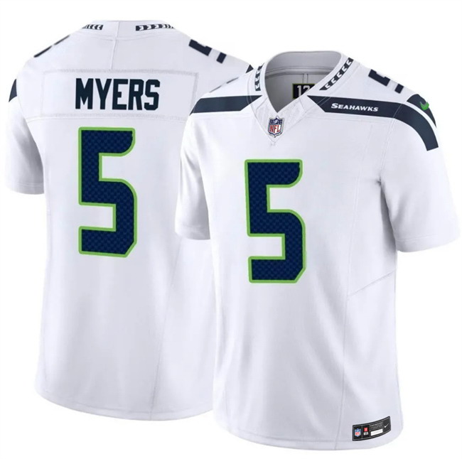 Personalized Men’s Seattle Seahawks #5 Jason Myers White 2025 F.U.S.E. Untouchable Limited Stitched Football Jersey