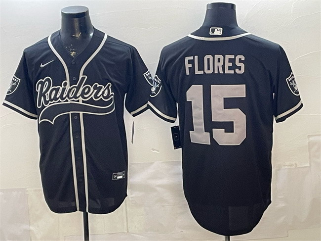 Personalized Men’s Las Vegas Raiders #15 Tom Flores Black Cool Base Stitched Baseball Jersey