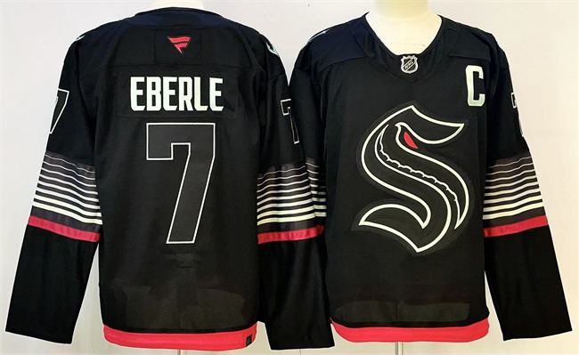 Personalized Men’s Seattle Kraken #7 Jordan Eberle Black 2026 Alternate Stitched Hockey Jersey