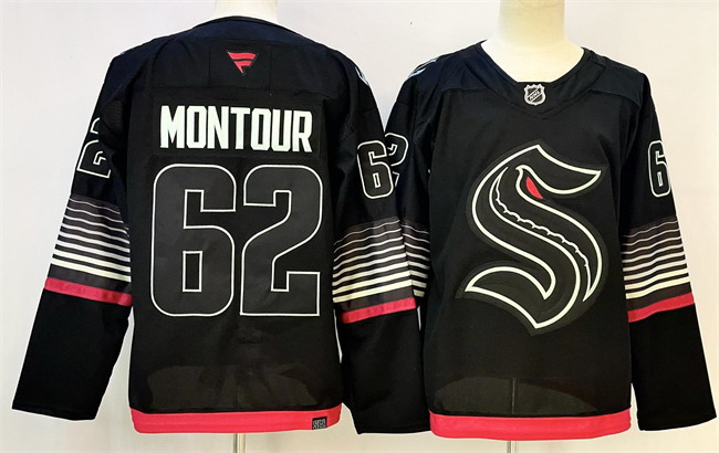 Personalized Men’s Seattle Kraken #62 Brandon Montour Black 2026 Alternate Stitched Hockey Jersey