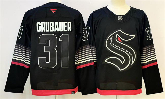 Personalized Men’s Seattle Kraken #31 Philipp Grubauer Black 2026 Alternate Stitched Hockey Jersey