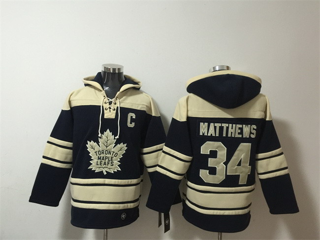 Personalized Men’s Toronto Maple Leafs #34 Auston Matthews Black All Stitched Sweatshirt Hoodie