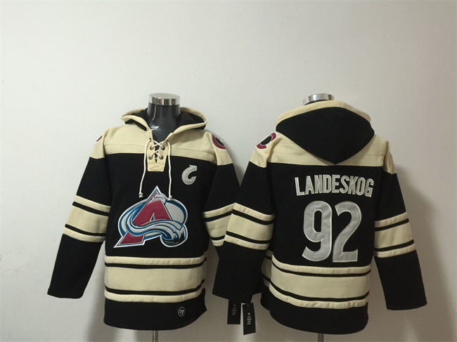 Personalized Men’s Colorado Avalanche #92 Gabriel Landeskog Black All Stitched Sweatshirt Hoodie