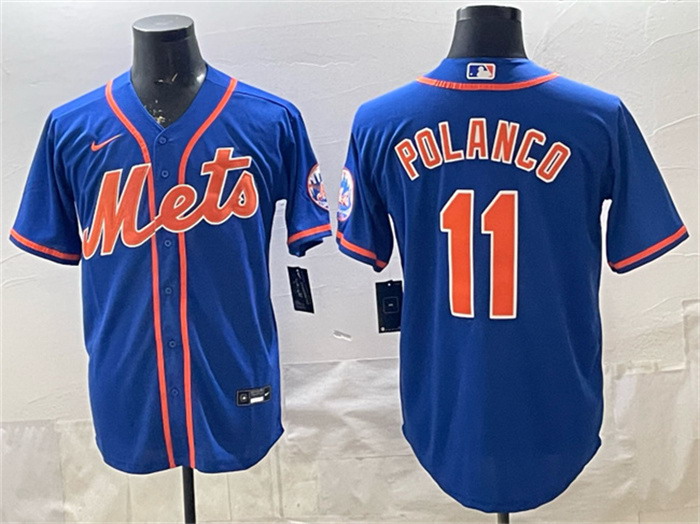 Personalized Men’s New York Mets #11 Jorge Polanco Blue Cool Base Stitched Baseball Jersey