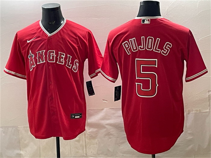Personalized Men’s Los Angeles Angels #5 Albert Pujols Red Stitched Baseball Jersey