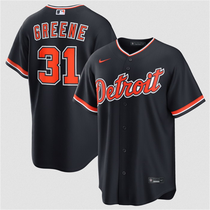 Personalized Men’s Detroit Tigers #31 Riley Greene Navy Alternate Stitched Baseball Jersey