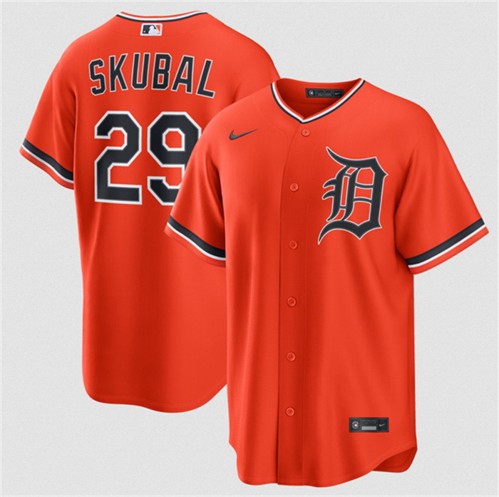 Personalized Men’s Detroit Tigers #29 Tarik Skubal Orange Alternate Stitched Baseball Jersey