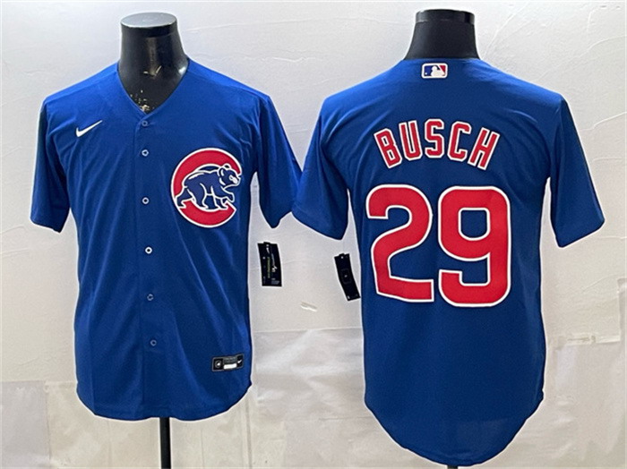 Personalized Men’s Chicago Cubs #29 Michael Busch Royal Cool Base Stitched Baseball Jersey