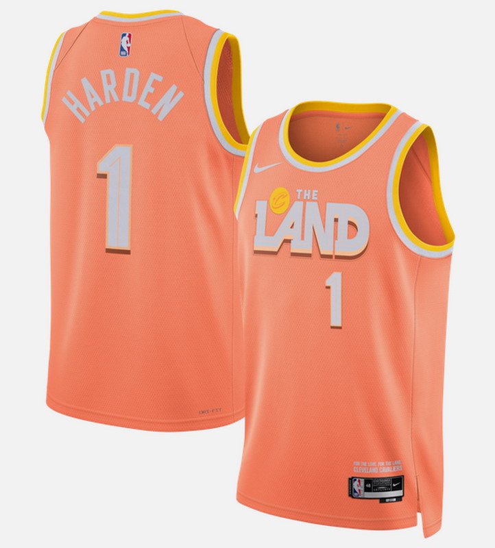 Personalized Men’s Cleveland Cavaliers #1 James Harden Orange 2025 26 City Edition Stitched Basketball Jersey