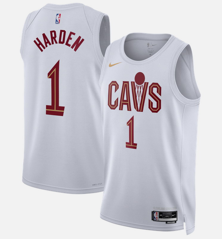 Personalized Men’s Cleveland Cavaliers #1 James Harden White 2026 Association Edition Stitched Basketball Jersey