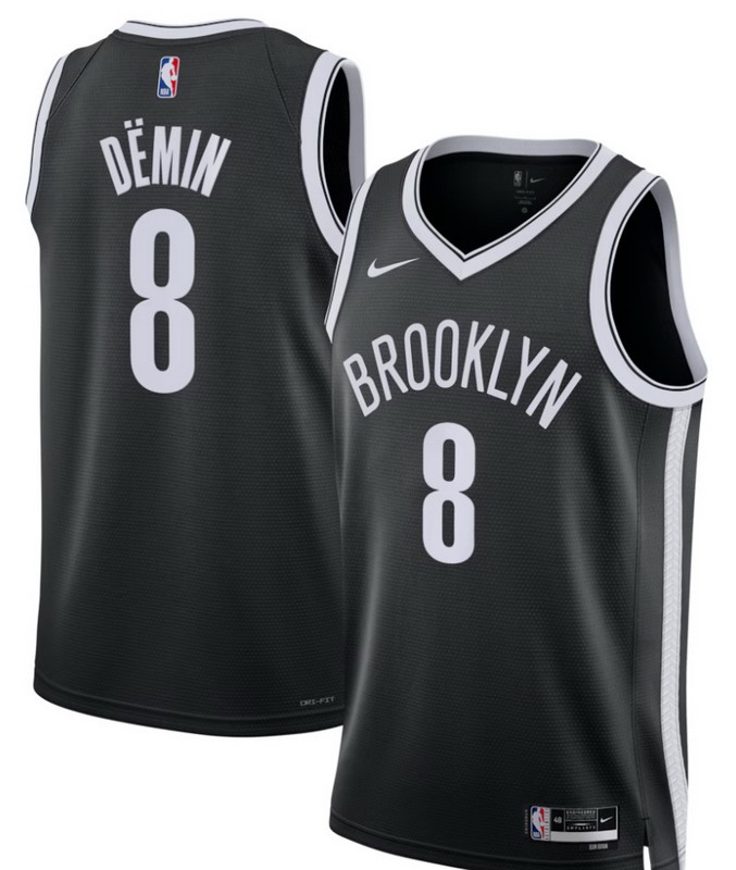 Personalized Men’s Brooklyn Nets #8 Egor Demin Black Icon Edition Stitched Basketball Jersey
