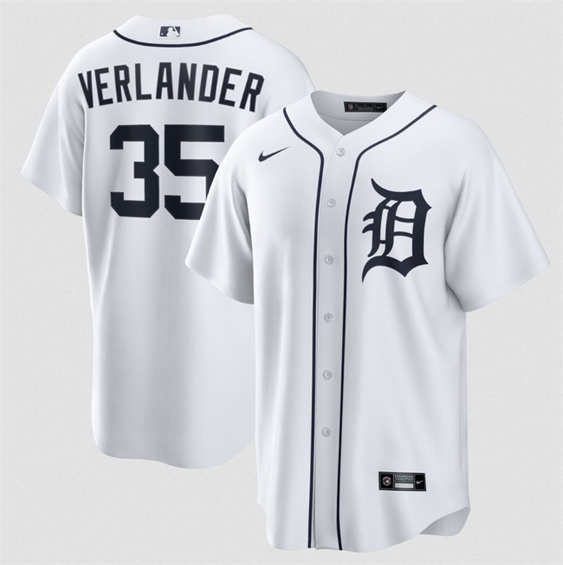 Personalized Men’s Detroit Tigers #35 Justin Verlander White 2026 Cool Base Stitched Baseball Jersey