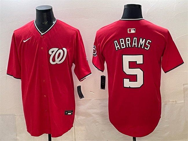 Personalized Men’s Washington Nationals #5 CJ Abrams Red Limited Stitched Baseball Jersey