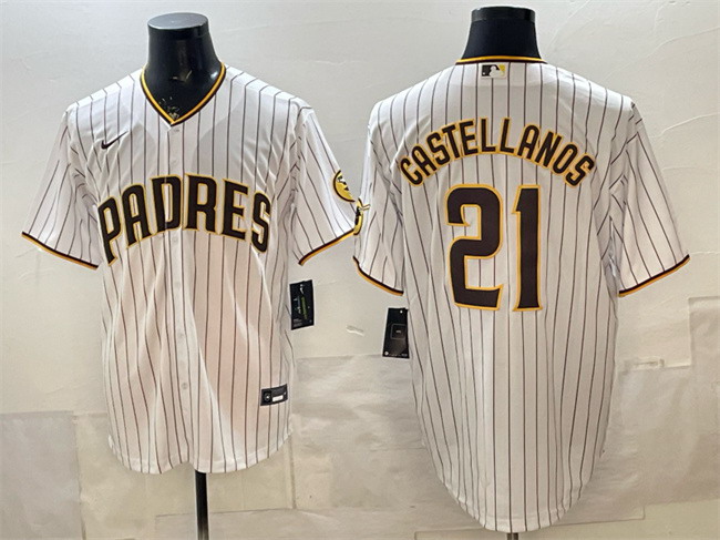Personalized Men’s San Diego Padres #21 Nick Castellanos White Cool Base Stitched Baseball Jersey