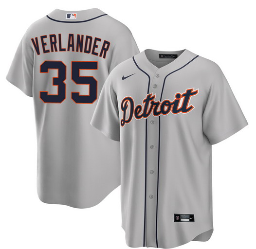 Personalized Men’s Detroit Tigers #35 Justin Verlander Grey 2026 Road Stitched Baseball Jersey
