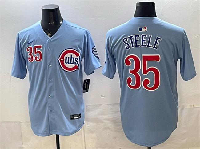 Personalized Men’s Chicago Cubs #35 Justin Steele Blue 2024 25 2nd Alternate Limited Stitched Baseball Jersey