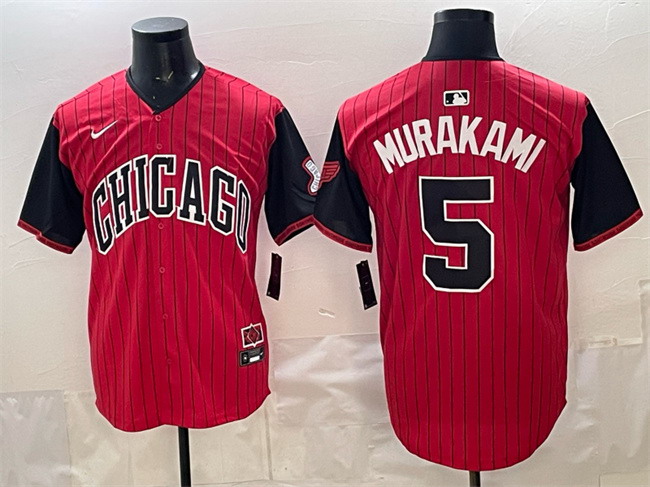 Personalized Men’s Chicago White Sox #5 Munetaka Murakami Red Black 2025 City Connect Limited Stitched Baseball Jersey