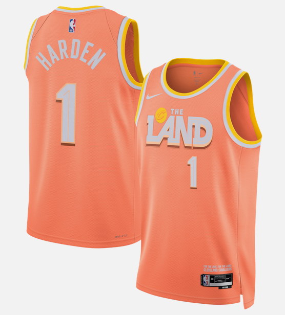 Personalized Men’s Cleveland Cavaliers #1 James Harden Orange 2025 26 City Edition Stitched Basketball Jersey