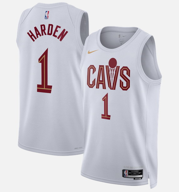 Personalized Men’s Cleveland Cavaliers #1 James Harden White 2026 Association Edition Stitched Basketball Jersey