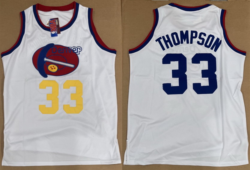 Personalized Men’s Denver Nuggets #33 David Thompson White Stitched Basketball Jersey