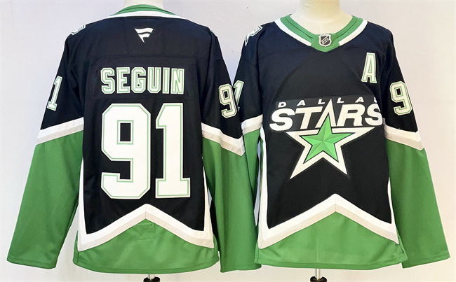 Personalized Men’s Dallas Stars #91 Tyler Seguin Black 2025 26 With A Patch Alternate Stitched Hockey Jersey