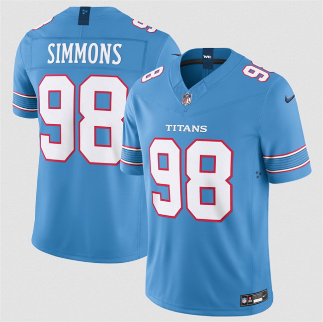 Personalized Men’s Tennessee Titans #98 Jeffery Simmons Light Blue 2026 F.U.S.E. Limited Stitched Football Jersey