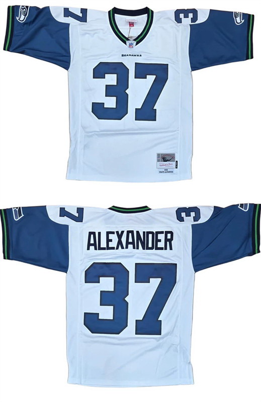 Personalized Men’s Seattle Seahawks #37 Shaun Alexander White Stitched Football Jersey