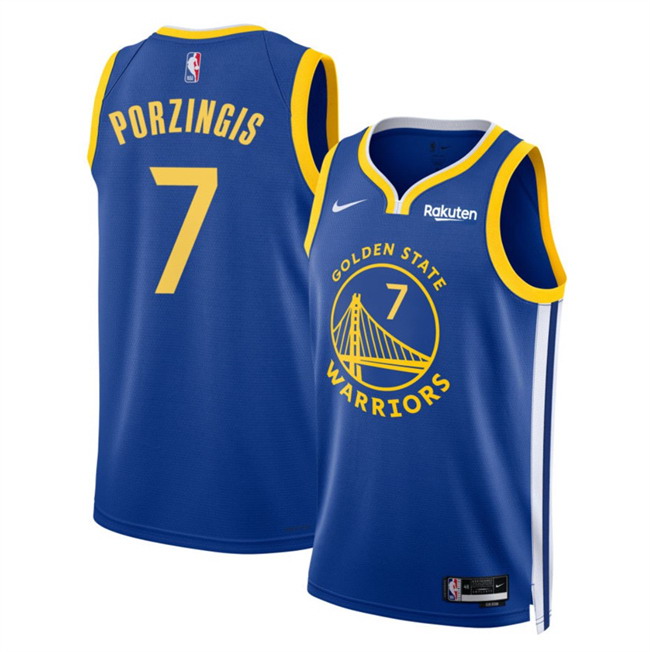 Personalized Men’s Golden State Warriors #7 Kristaps Porzingis Blue 2026 Icon Edition Stitched Basketball Jersey