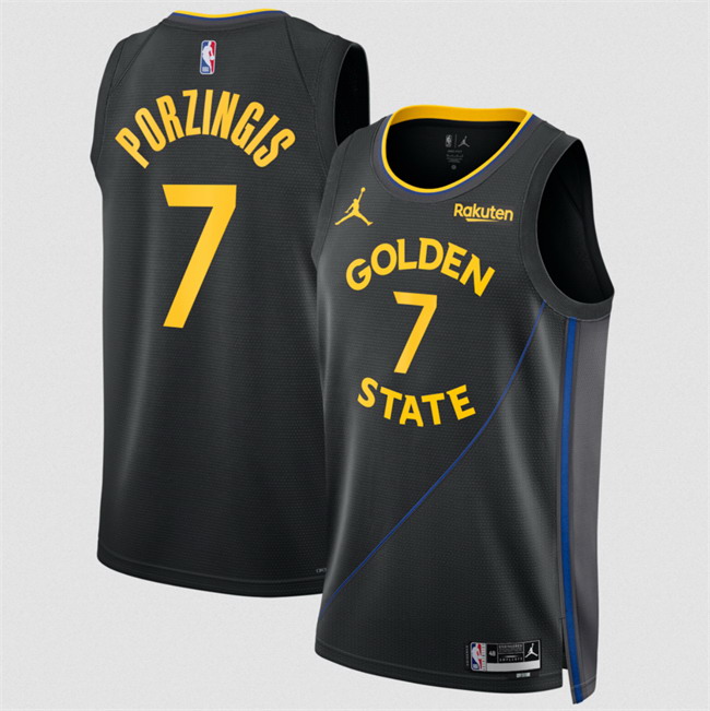 Personalized Men’s Golden State Warriors #7 Kristaps Porzingis Black 2026 Statement Edition Stitched Basketball Jersey