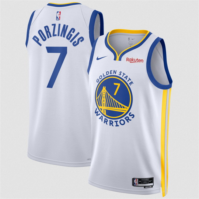 Personalized Men’s Golden State Warriors #7 Kristaps Porzingis White 2026 Association Edition Swingman Stitched Basketball Jersey