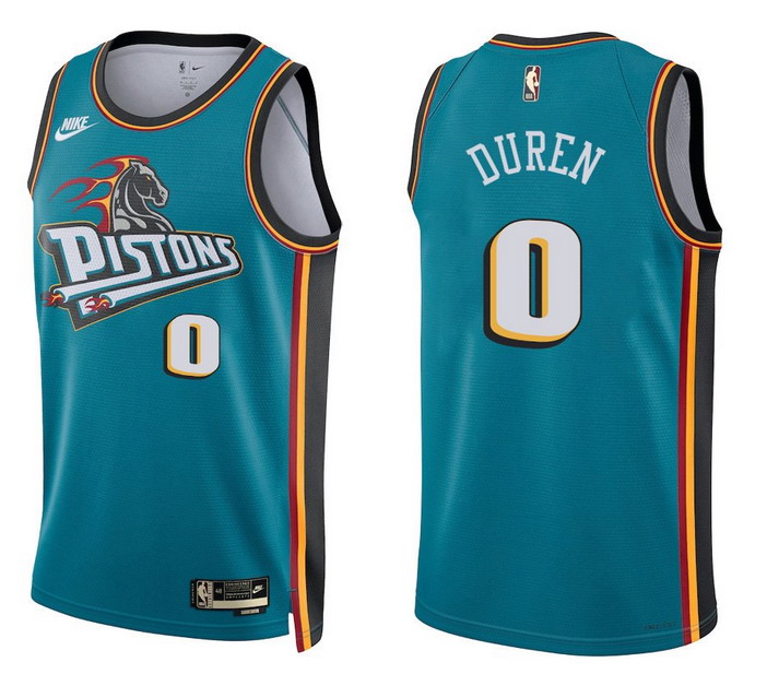 Personalized Men’s Detroit Pistons #0 Jalen Duren Teal Stitched Basketball Jersey