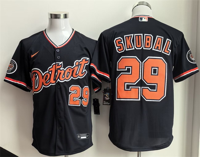 Personalized Men’s Detroit Tigers #29 Tarik Skubal 2026 Navy Alternate Stitched Baseball Jersey
