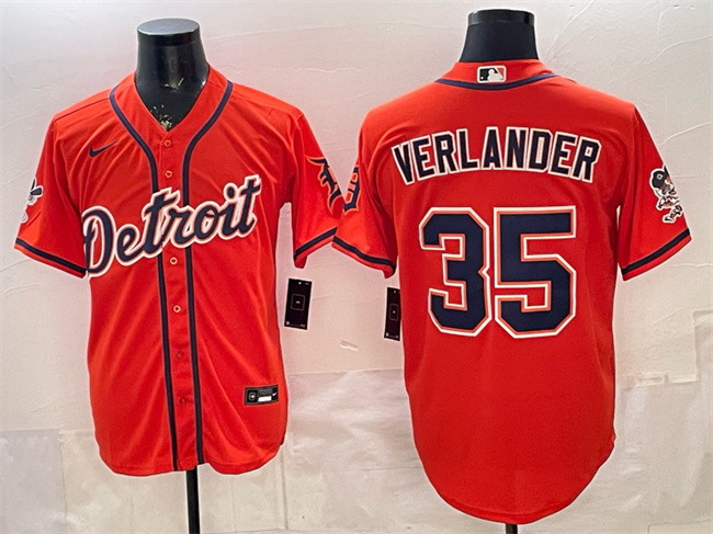 Personalized Men’s Detroit Tigers #35 Justin Verlander Orange 2026 Cool Base Stitched Baseball Jersey