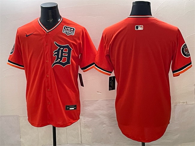 Personalized Men’s Detroit Tigers Blank Orange 2026 Alternate USA 250′ Patch Premier Limited Stitched Baseball Jersey