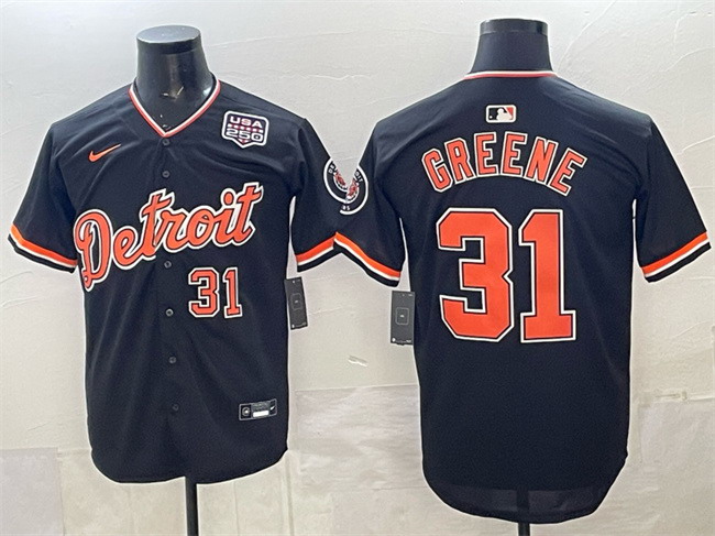Personalized Men’s Detroit Tigers #31 Riley Greene Navy 2026 Alternate USA 250′ Patch Premier Limited Stitched Baseball Jersey