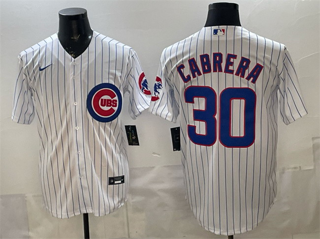 Personalized Men’s Chicago Cubs #30 Edward Cabrera White 2026 Cool Base Stitched Baseball Jersey