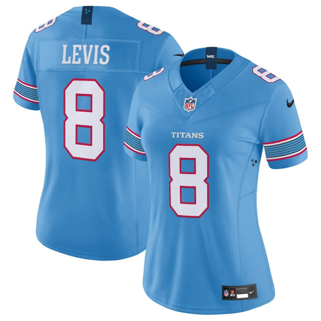 Personalized Women’s Tennessee Titans #8 Will Levis Light Blue 2026 F.U.S.E. Limited Stitched Football Jersey(Run Small)