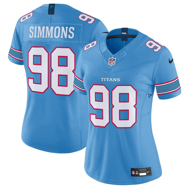 Personalized Women’s Tennessee Titans #98 Jeffery Simmons Light Blue 2026 F.U.S.E. Limited Stitched Football Jersey(Run Small)