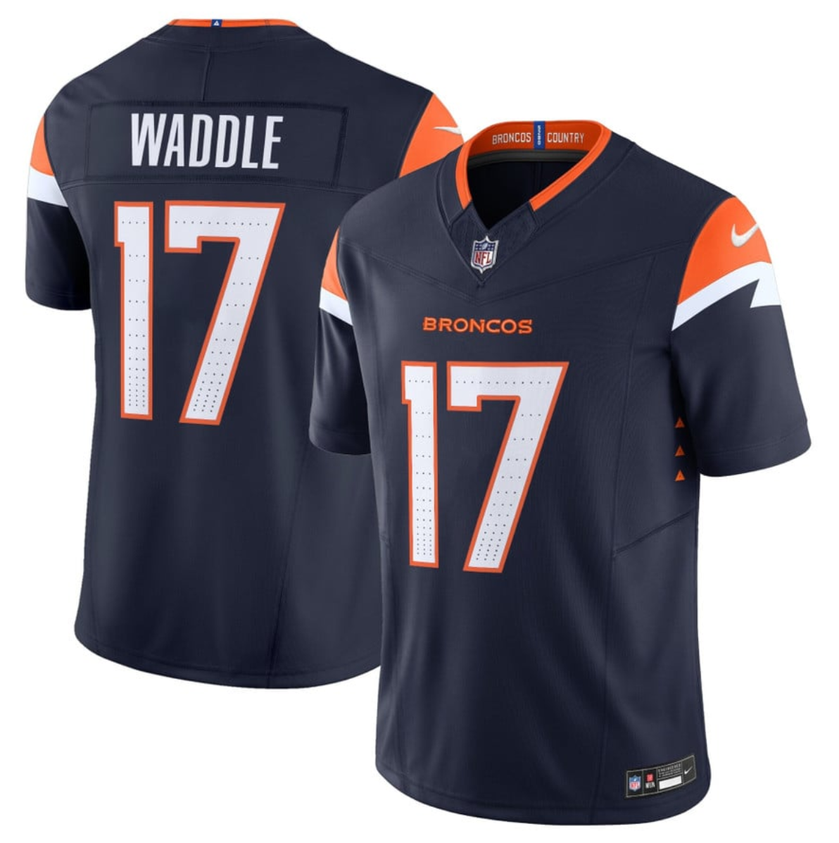 Personalized Men’s Denver Broncos #17 Jaylen Waddle Navy 2026 F.U.S.E. Limited Stitched Football Jersey