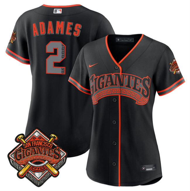 Personalized Women’s San Francisco Giants #2 Willy Adames Black 2026 Alternate Stadium Stitched Baseball Jersey(Run Small)