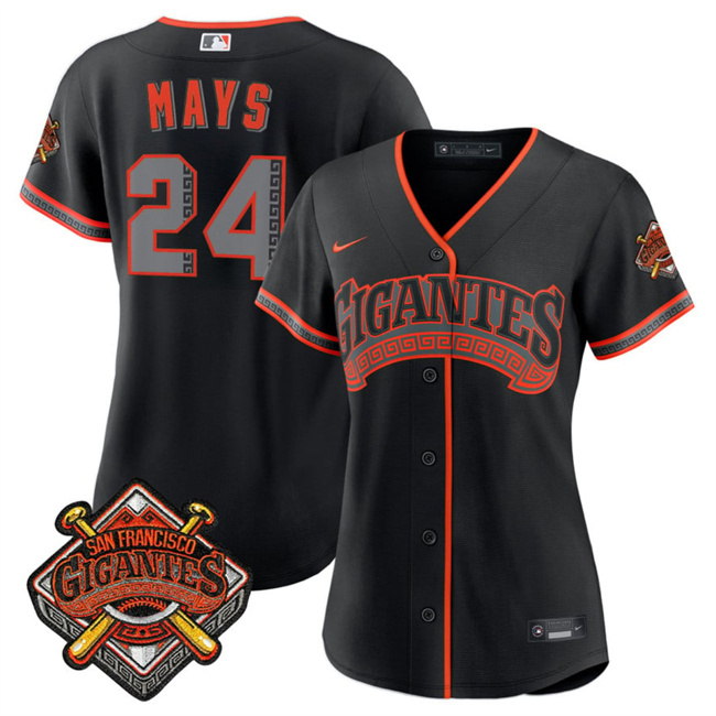Personalized Women’s San Francisco Giants #24 Willie Mays Black 2026 Alternate Stadium Stitched Baseball Jersey(Run Small)