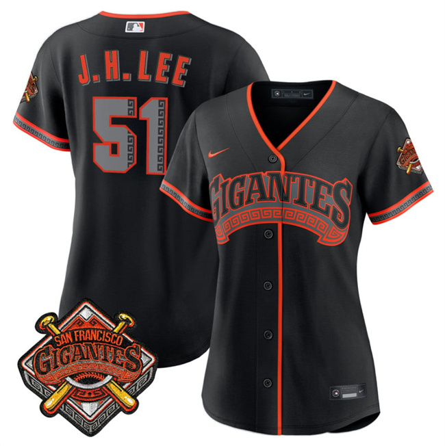 Personalized Women’s San Francisco Giants #51 Jung Hoo Lee Black 2026 Alternate Stadium Stitched Baseball Jersey(Run Small)