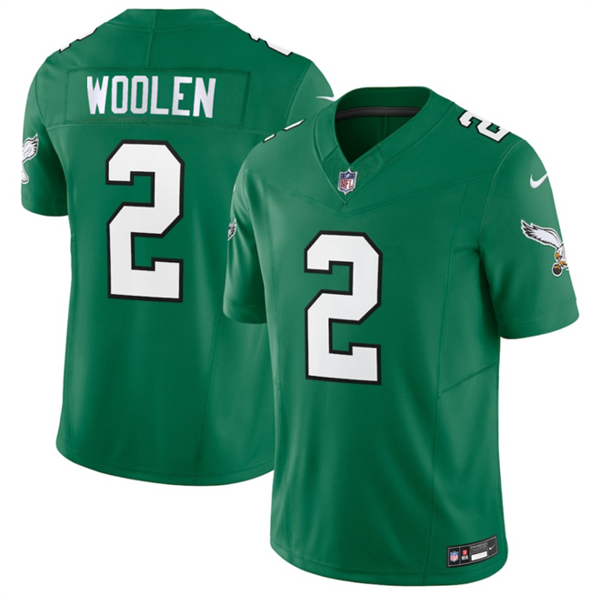 Personalized Men’s Philadelphia Eagles #2 Tariq Woolen Kelly Green 2026 F.U.S.E. Untouchable Limited Throwback Stitched Football Jersey