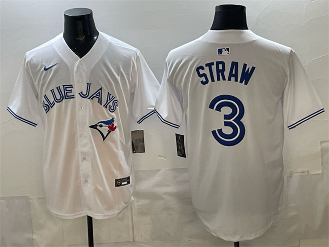 Personalized Men’s Toronto Blue Jays #3 Myles Straw White Home Limited Stitched Baseball Jersey