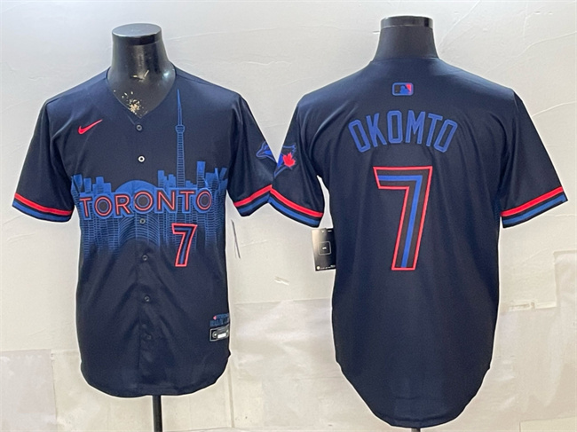 Personalized Men’s Toronto Blue Jays #7 Kazuma Okamoto Navy 2024 City Connect Limited Stitched Baseball Jersey